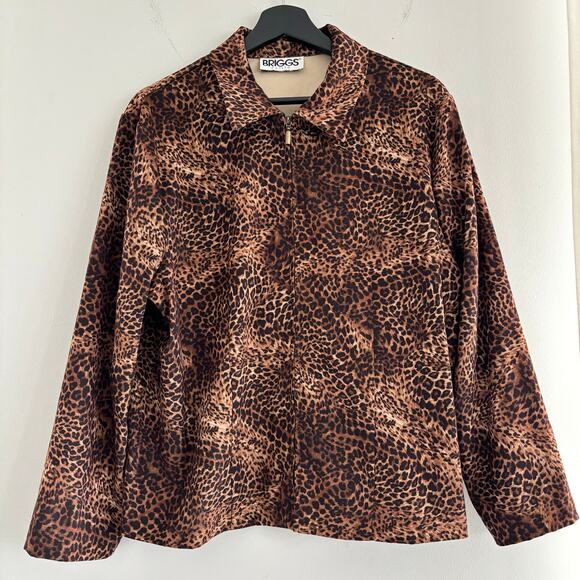 Briggs Petite Leopard Print Zip Up Jacket - Picture 2 of 5